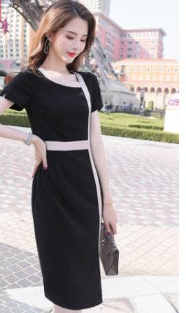 Slim, Thin Waist Retro Hong Kong Flavor Wrap Work Clothes One-piece Dress - Mubimart