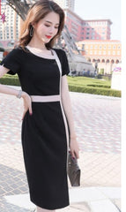 Slim, Thin Waist Retro Hong Kong Flavor Wrap Work Clothes One-piece Dress - Mubimart -  