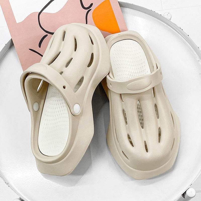Fashion Clogs Shoes Summer Ankle-wrap Slippers Garden Beach Shoes - Mubimart