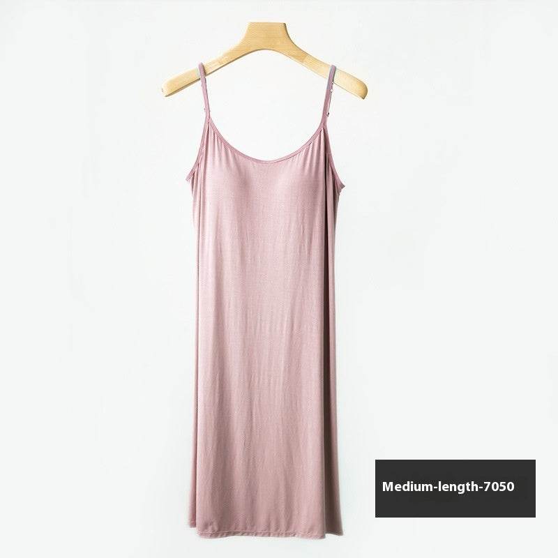 Plus Size Loose Lengthened Plus-sized Maternity Dress Sling Bottoming Shirt With Chest Pad - Mubimart