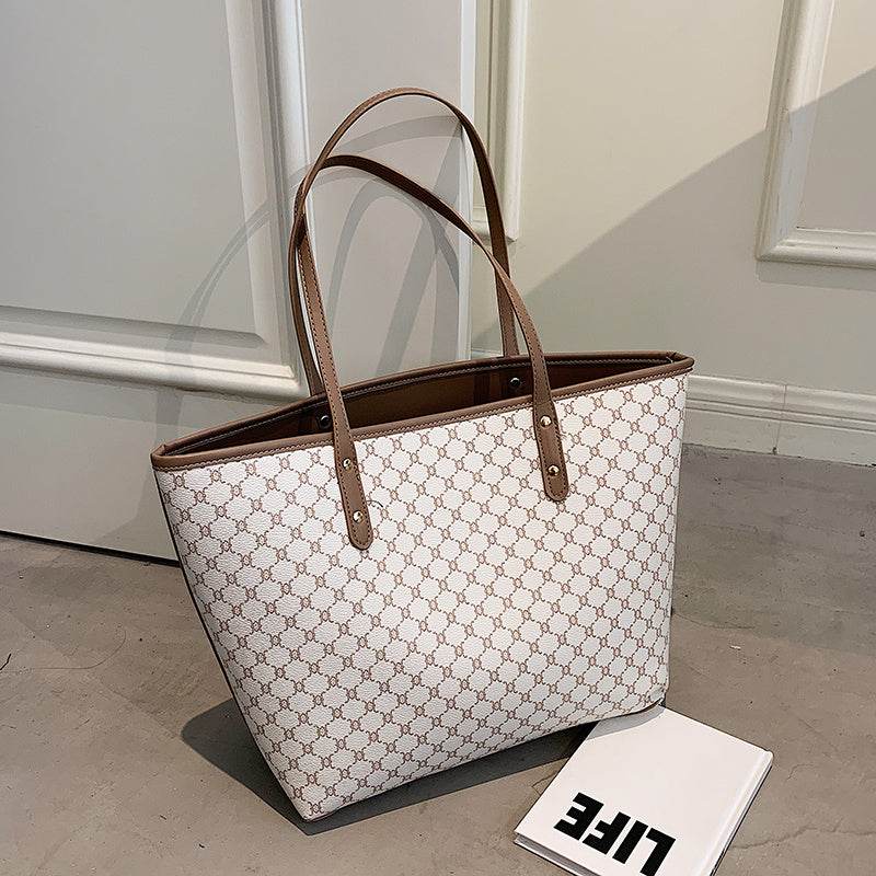 Handbag For Women Trends Brand Designer Striped Shopper Shoulder Shopping Bag - Mubimart