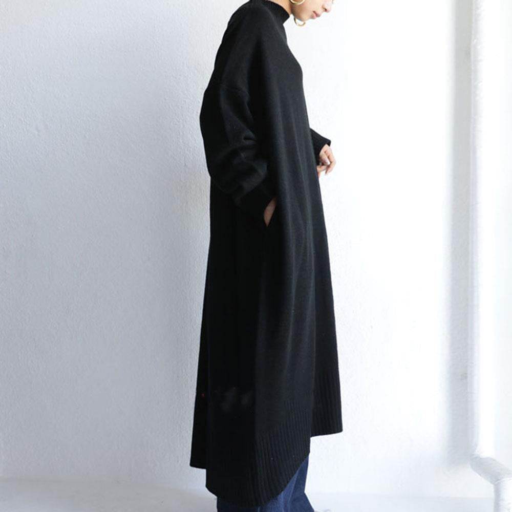Loose Large Size Mid-length Turtleneck Dress Sweater - Mubimart