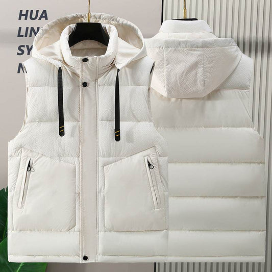 Fashion Trendy Men Cotton Vest Wholesale Winter Menswear New Disassembly Cap Men Cotton Waistcoat Outer Wear Vest Men - Mubimart
