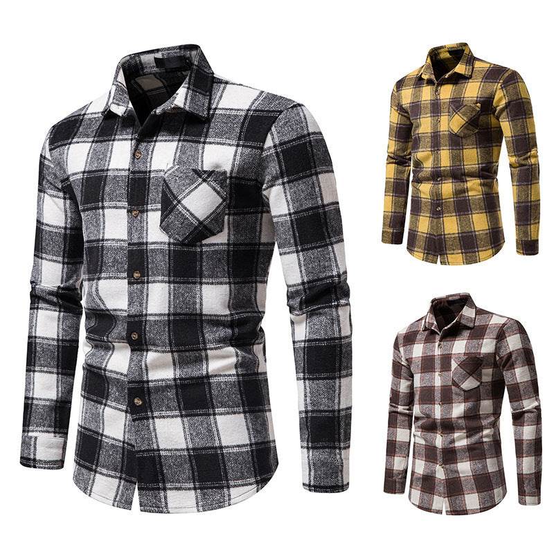 Thick Warm Woolen Cloth Flannel Casual Shirt Base Men's Shirt - Mubimart