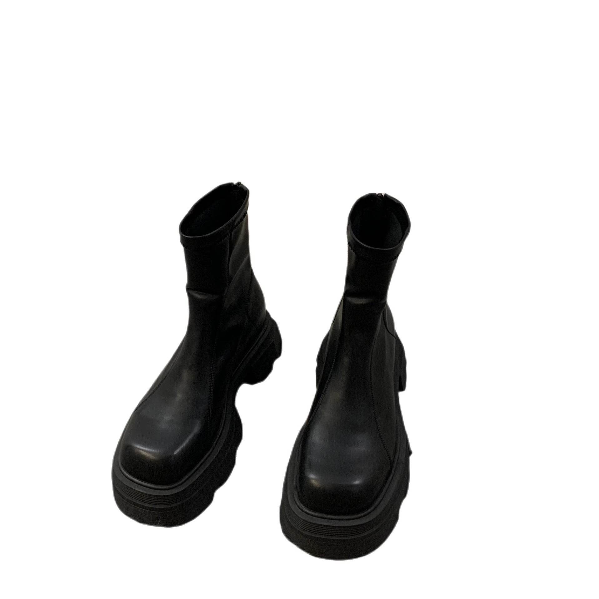 Thick Bottom Square Toe Martin Boots Women - Mubimart