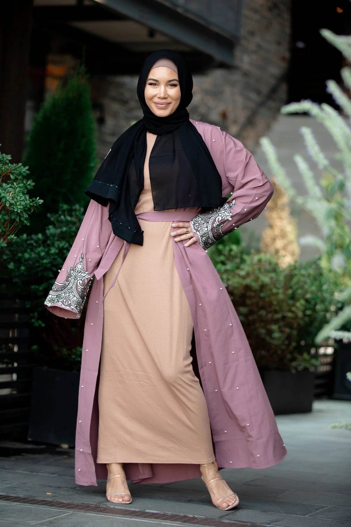 Long Sleeved Embroidered Beaded Robe For Women - Mubimart
