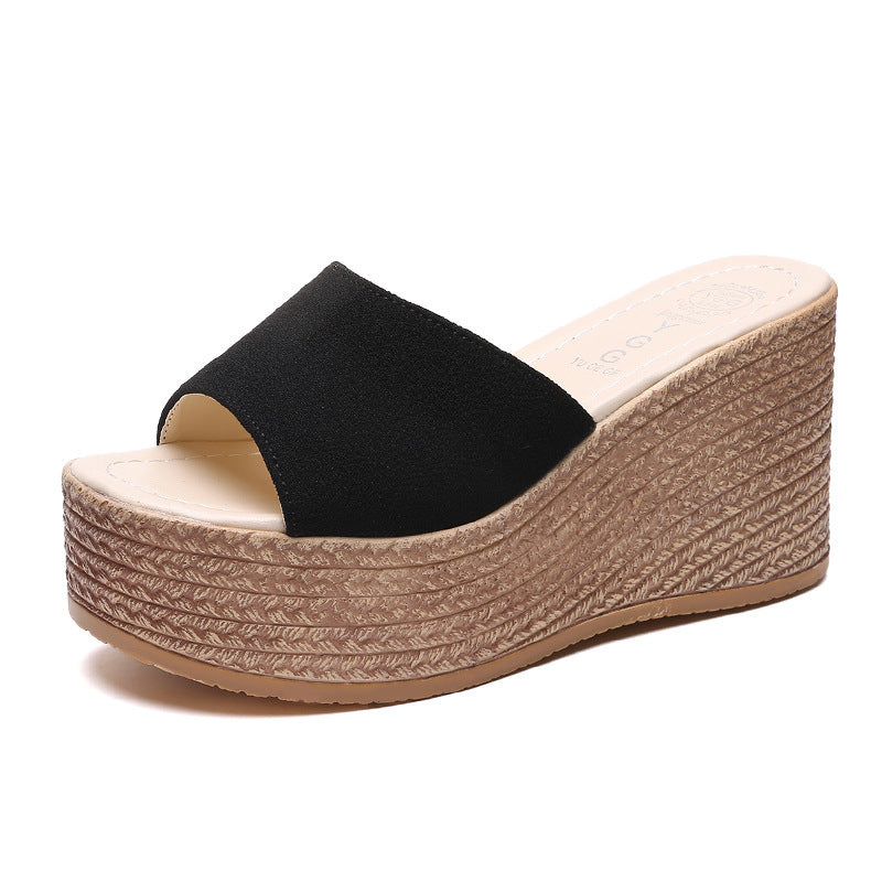 Wedge-heel Platform Platform High-heeled Flip-flop Platform Sandals - Mubimart -  