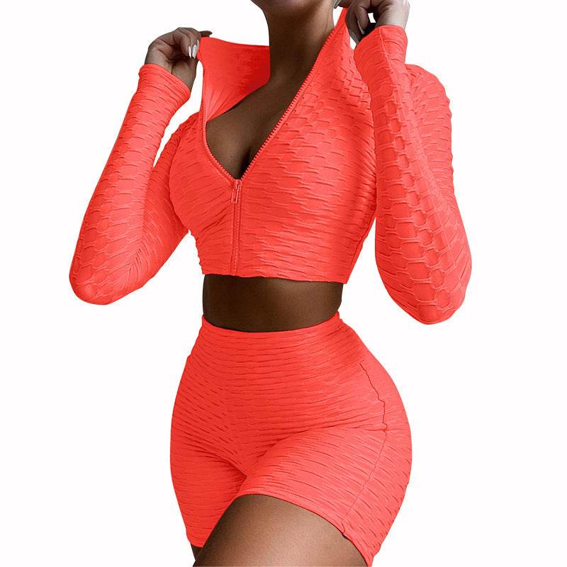 Women's Tracksuit Yoga Fitness Suit Activewear Set Tummy Control Butt Lift Long Sleeve Sport Clothing - Mubimart