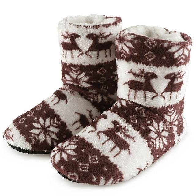Winter Fur Slippers For Women Warm Shoes Slipper Christmas - Mubimart