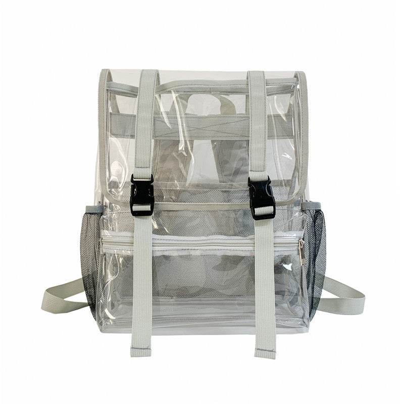 Men And Women's Fashion Transparent Flap Travel Duffel Bag - Mubimart