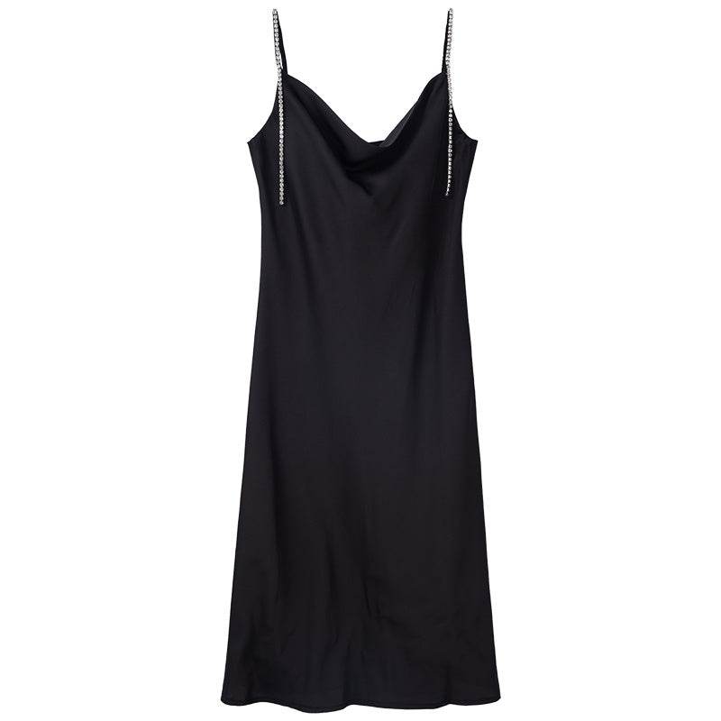 Silk Satin Slip Dress Feminine Waist - Mubimart