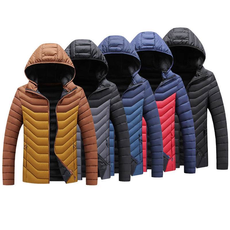 Hooded Padded Winter Jacket Slim Fit Imitation Down Padded Jacket Thick Mens Autumn And Winter - Mubimart