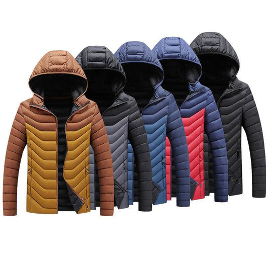 Hooded Padded Winter Jacket Slim Fit Imitation Down Padded Jacket Thick Mens Autumn And Winter - Mubimart