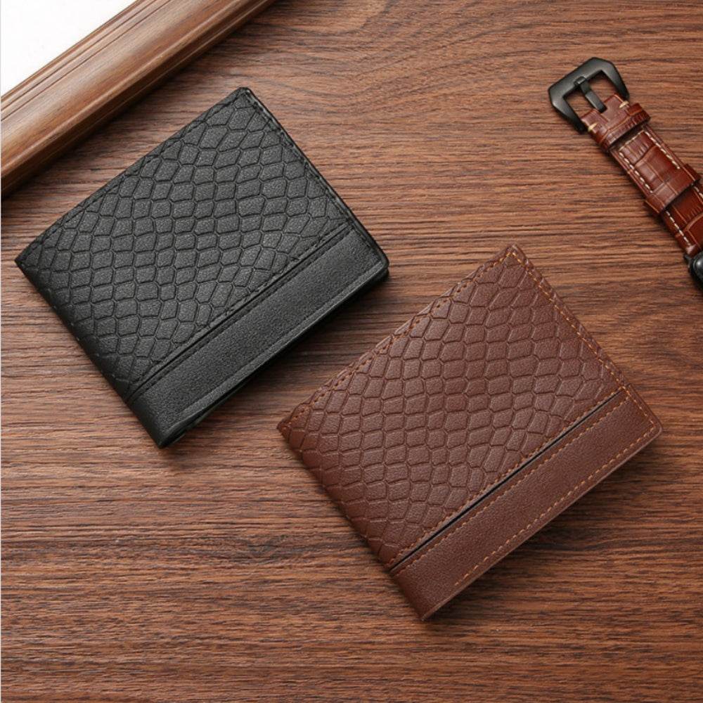 Snakeskin Pattern Men's Short Wallet - Mubimart