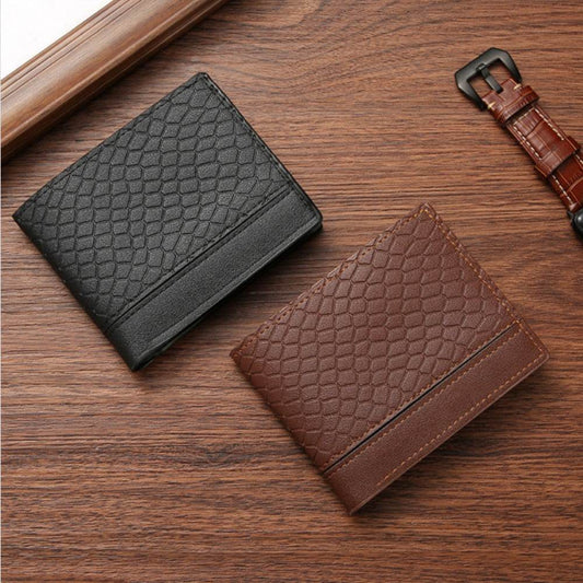 Snakeskin Pattern Men's Short Wallet - Mubimart