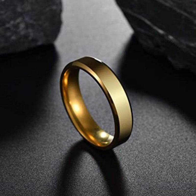Stainless Steel Ring for Women Men Fashion Gold Color Finger Rings Wedding Band Jewelry Gift - Mubimart