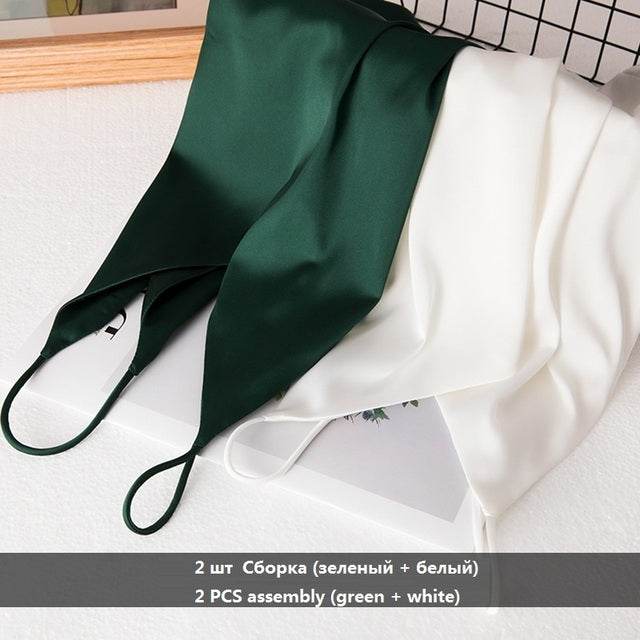 Summer Crop Top Women Camis Silk Satin Tank Top Women - Mubimart