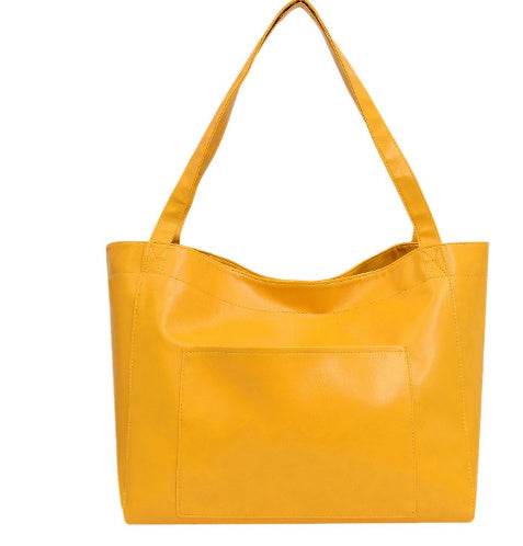 Large Capacity Oil Wax Tote Bags for Women Shoulder Bag - Mubimart