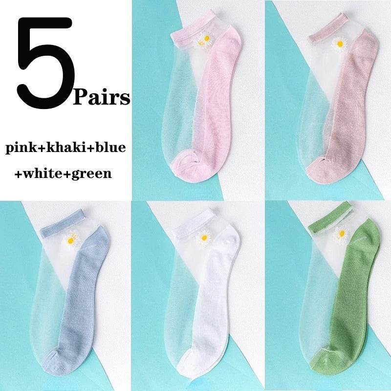 Women's Low-cut Liners Transparent Spun Glass Thin Socks - Mubimart