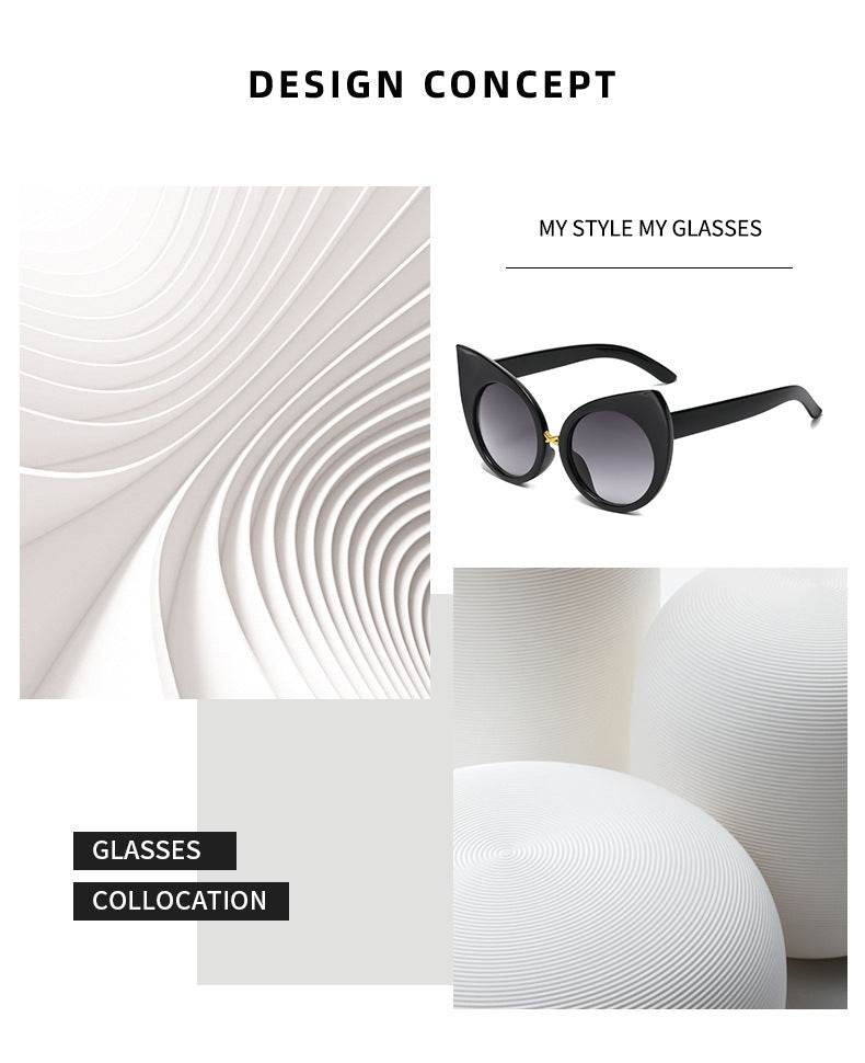 Women's Retro Cat Eye Sunglasses Large Rim Sunglasses - Mubimart
