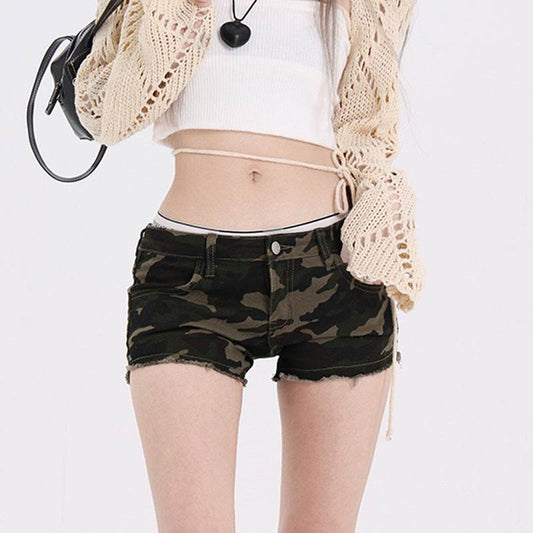 New Low Waist Camouflage Denim Super Shorts Women - Mubimart