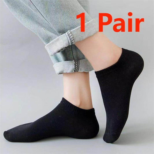 Men's Odor Resistant Low Cut Shallow Mouthed Invisible Boat Socks - Mubimart