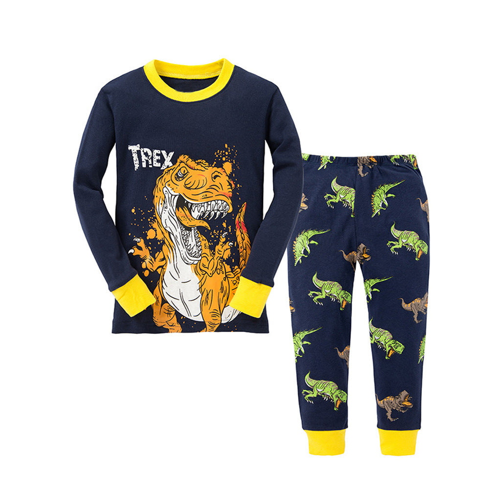 Cartoon Dinosaur Print Pajama Set - Mubimart -  