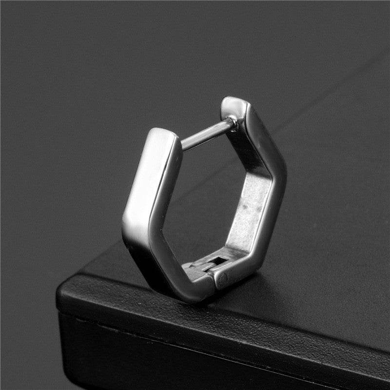 Stainless Steel Creative Hoop Earrings Women Triangular Earrings Fashion Jewelry Huggie Men Punk Hiphop - Mubimart