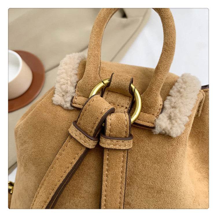 Lamb Wool Backpack Scrub For Women - Mubimart