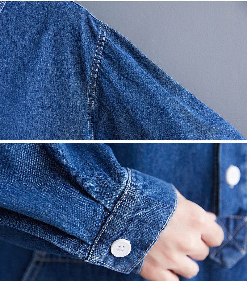 Large Size Denim Long Sleeve Pullover Dress Girl - Mubimart