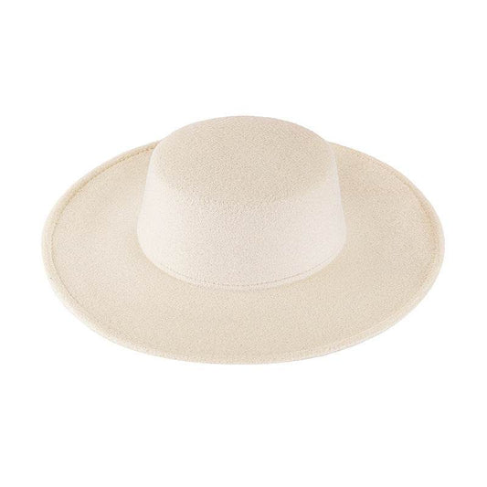 Flat Top Woolen Hat Big Brim Fedora Hat Hepburn Style - Mubimart