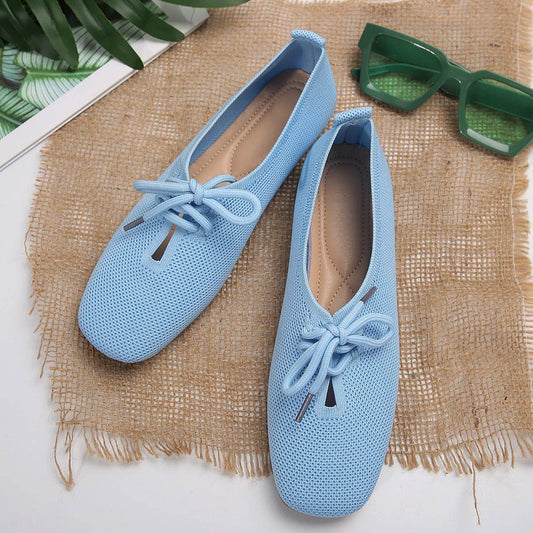 Casual Lace-up Mesh Flats Shoes Women Fashion Solid Color Loafers Lazy Shoes - Mubimart