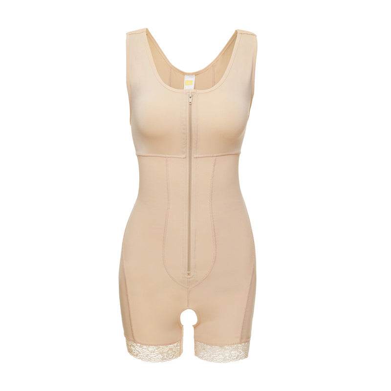 Women's One-piece Front Zipper Tummy And Hip Shaper - Mubimart