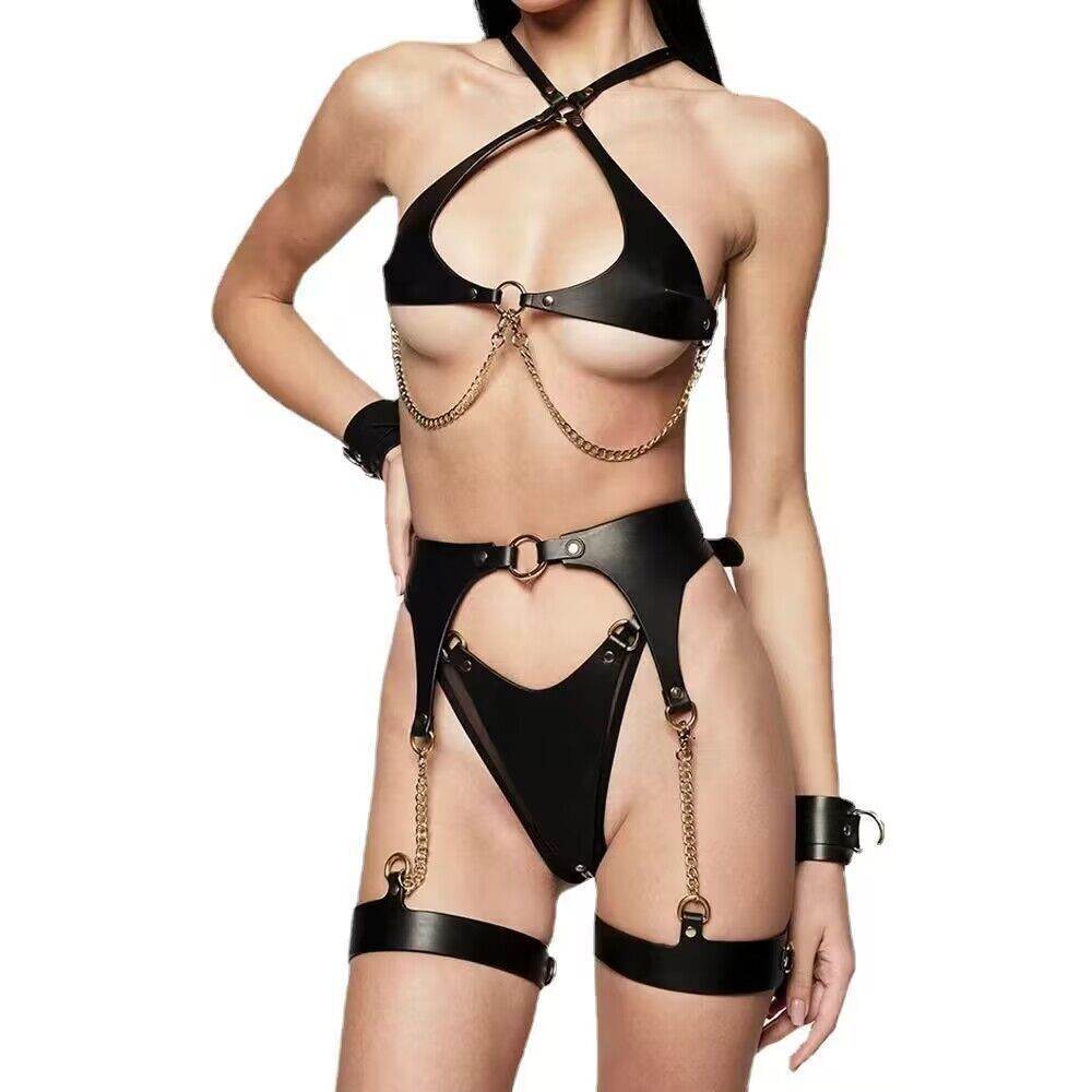 Personality Shapewear Leather Underwear Suit - Mubimart