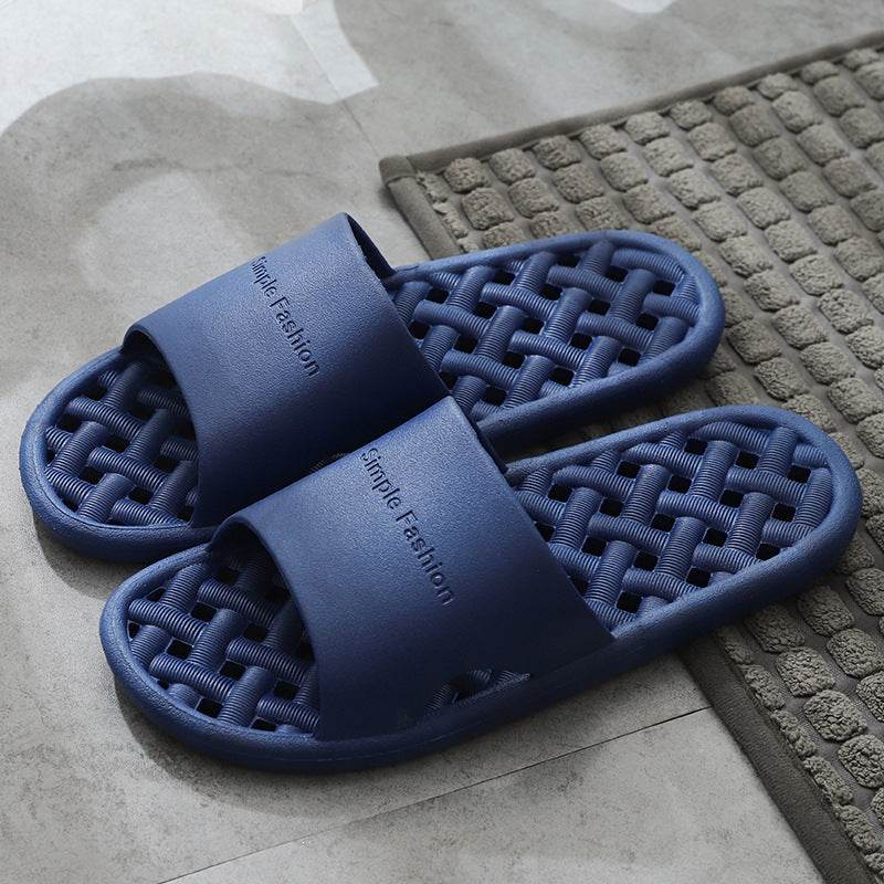 Solid Color Letter Bath Indoor Non-slip Plastic Slipper - Mubimart