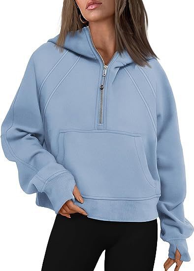 Zipper Hoodies Sweatshirts With Pocket Loose Sport Tops Long Sleeve Pullover Sweaters Winter Fall Outfits Women Clothing - Mubimart -  