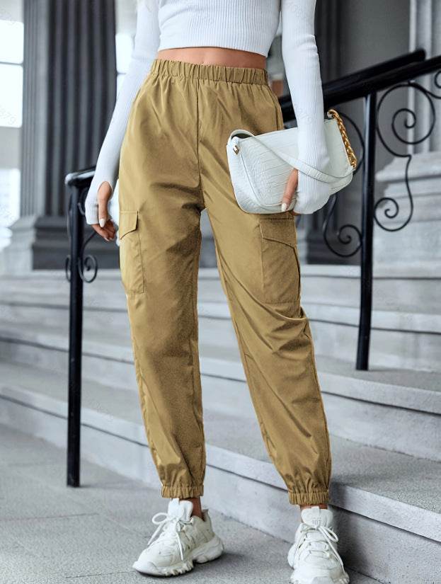 New Cargo Pants Fashion Casual Multi-pocket Elastic Waist Pencil Pants For Women - Mubimart