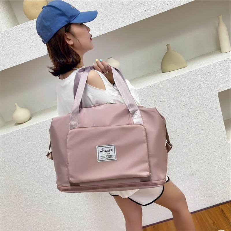 Foldable Storage Travel Bag Waterproof Large Capacity Gym Fitness Bag Weekender Overnight For Women - Mubimart