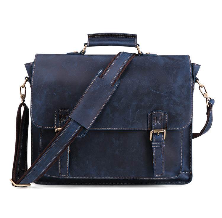 Genuine Leather Men's Business Briefcase - Mubimart