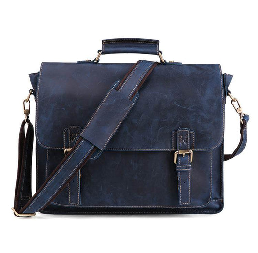 Genuine Leather Men's Business Briefcase - Mubimart