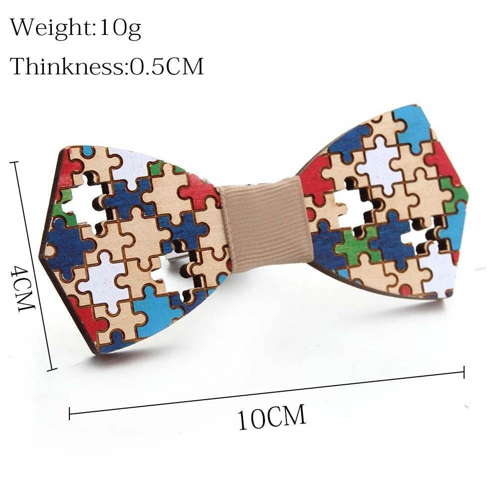 Hand-painted Puzzle Bow Tie Bow Tie Color Hand-painted - Mubimart