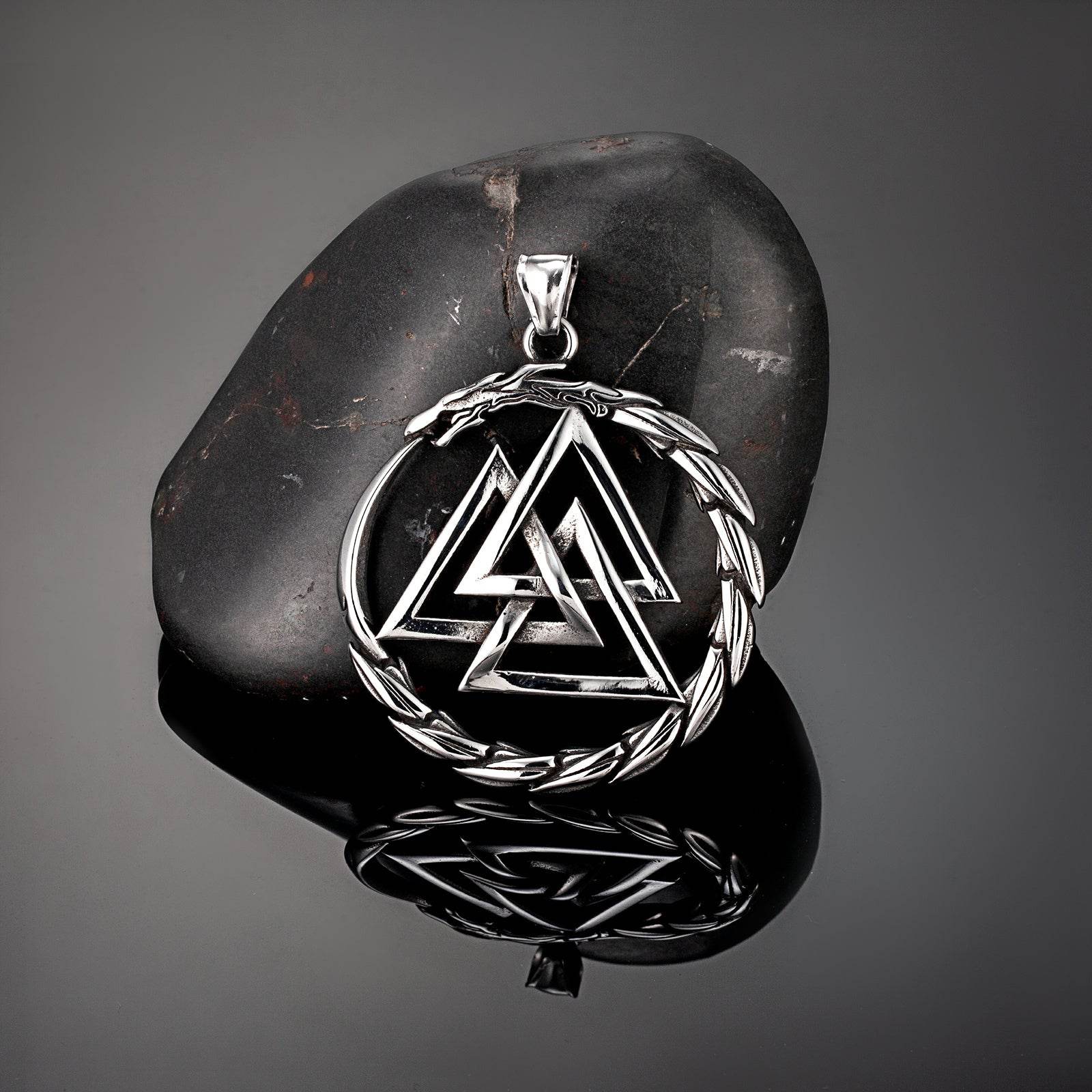 Punk Vikings Dragon Stainless Steel Necklace Mens Nordic Run - Mubimart