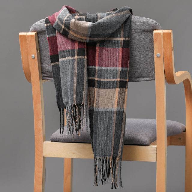 Mens And Girls Neckwear Cashmere Check Childrens Scarf - Mubimart