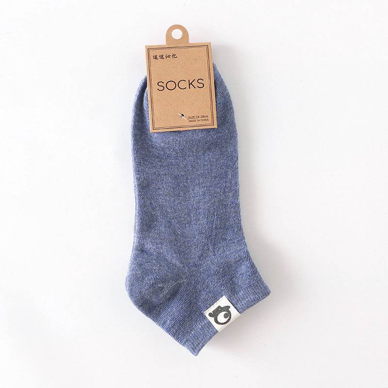 Retro Solid Color Low Waist Shallow Mouth Socks - Mubimart