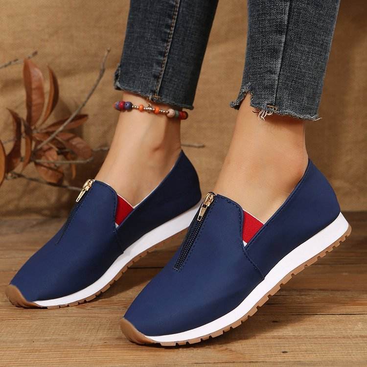 Zip Flats Shoes Comfortable Non Slip Loafers Women - Mubimart