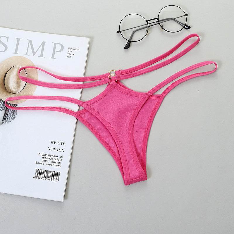Sheer Bikini Strap Cutout Triangle Low Waist Women's Panties - Mubimart