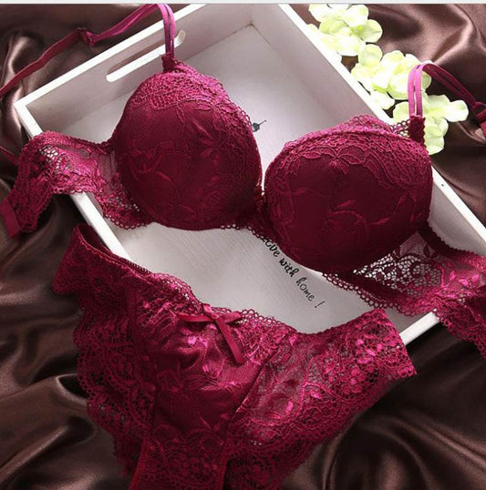 Sexy Lingerie Full Lace Bra Set - Mubimart