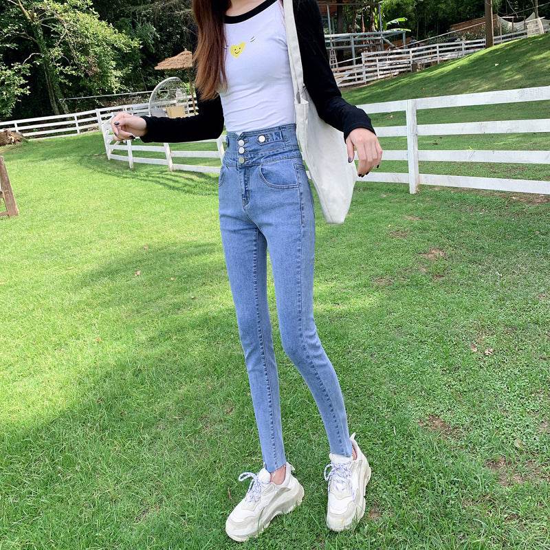 High Waisted Jeans Women Autumn Style - Mubimart