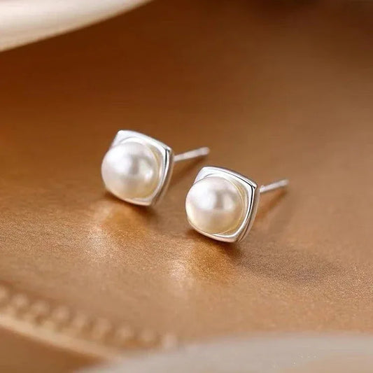 Women's 925 Sterling Silver Needle Pearl Earrings