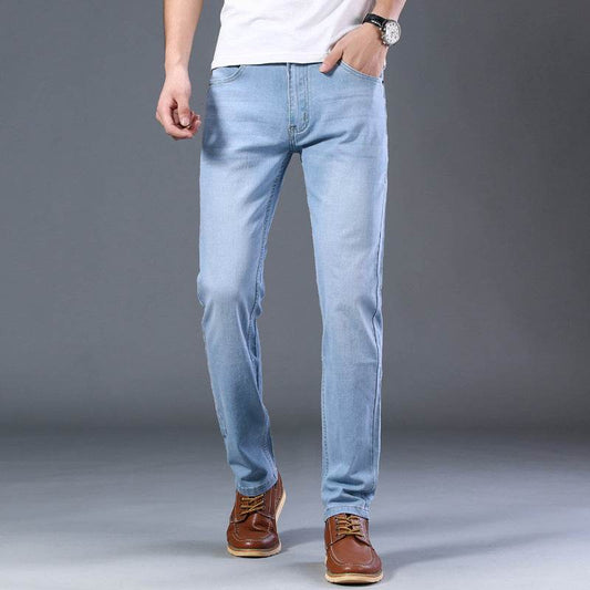 Men's Comfortable Elastic Straight Fit Jeans - Mubimart